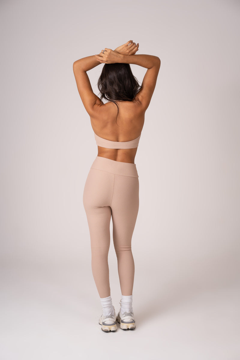 Conjunto Legging e Top Frente Única  Beige Flow