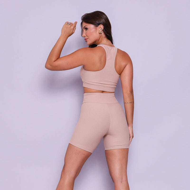 Conjunto Short e Top Nadador Beige Flow