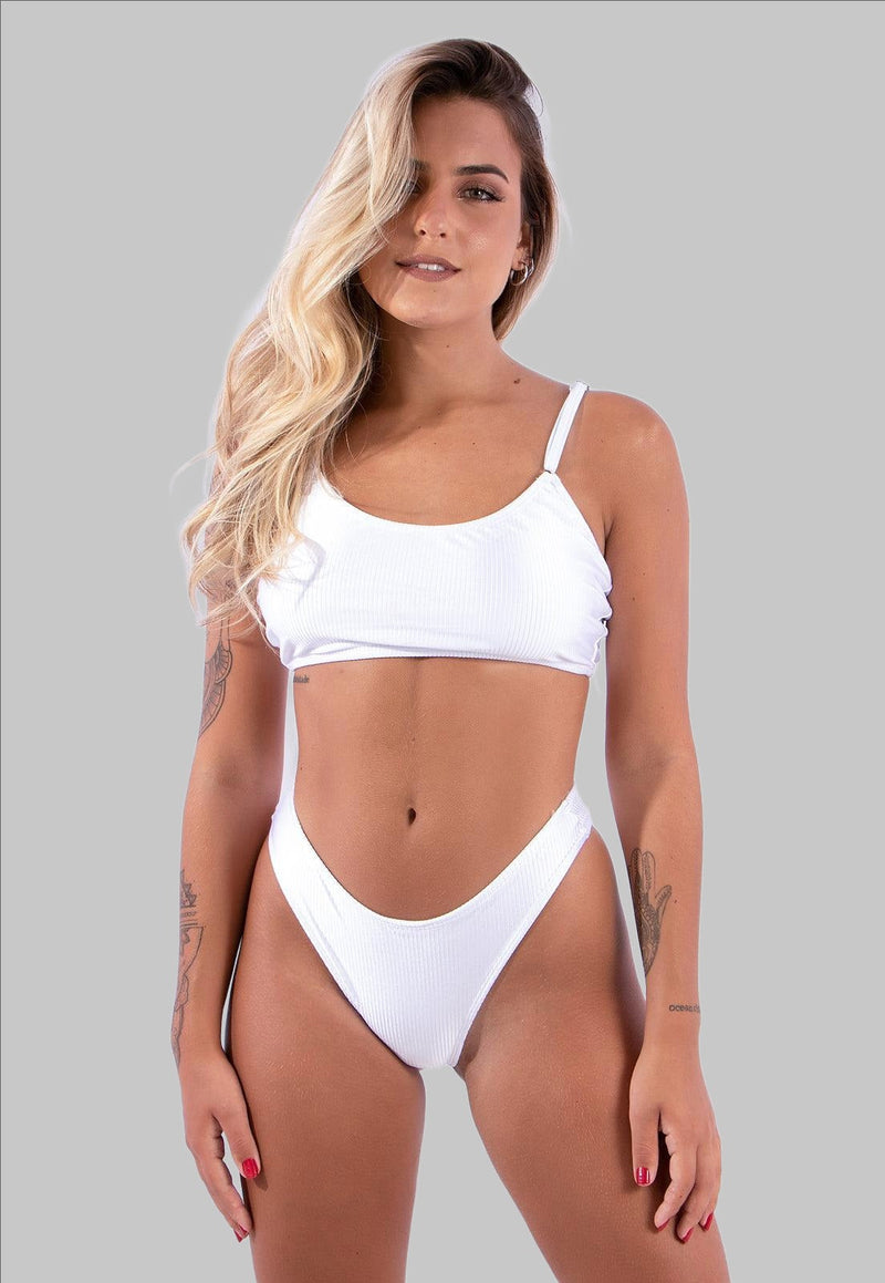 Biquíni Calcinha Asa Delta com Sutiã Top de Ribana Brilhosa