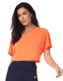 Blusa Cropped Fitness Laranja Neon