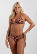 Biquíni Estampado Animal Print Poliamida Cortininha Fio Asa Delta Amarração Praia Verão