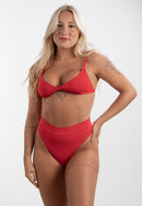 Biquíni Cintura Alta Hot Pant Com Sutiã Marquinha Triângulo Poliamida