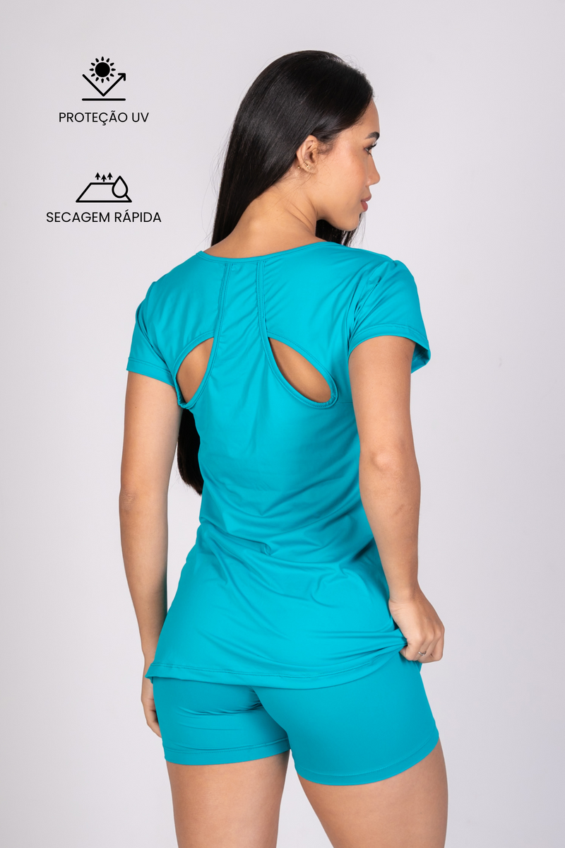 Camiseta Borboleta Soft Azul Turquesa