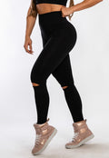 Calça Legging Fitness Feminina Recorte No Joelho