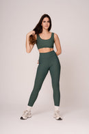 Conjunto Legging e Top Alças Retas Verde Florest Flow