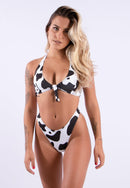 Biquíni Calcinha Asa Delta com Sutiã Amarração Frontal Estampado