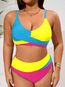 Biquíni Plus Size - Estilo com Blocos de Cor