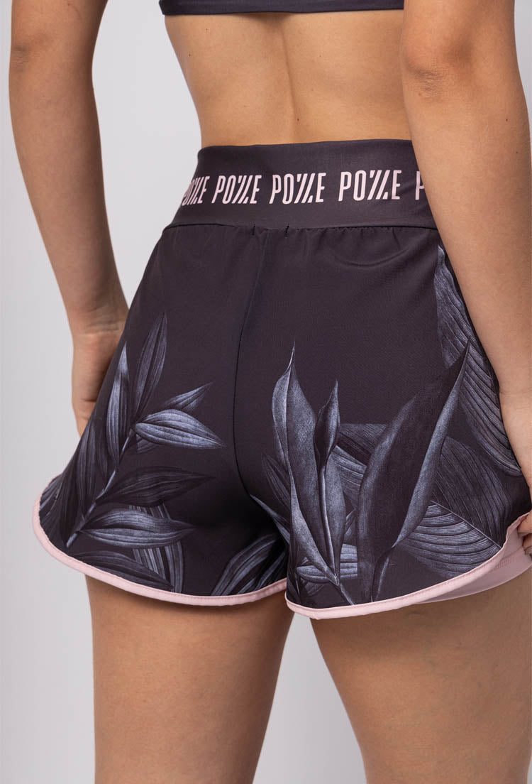 Shorts duplo Dark Folhagem