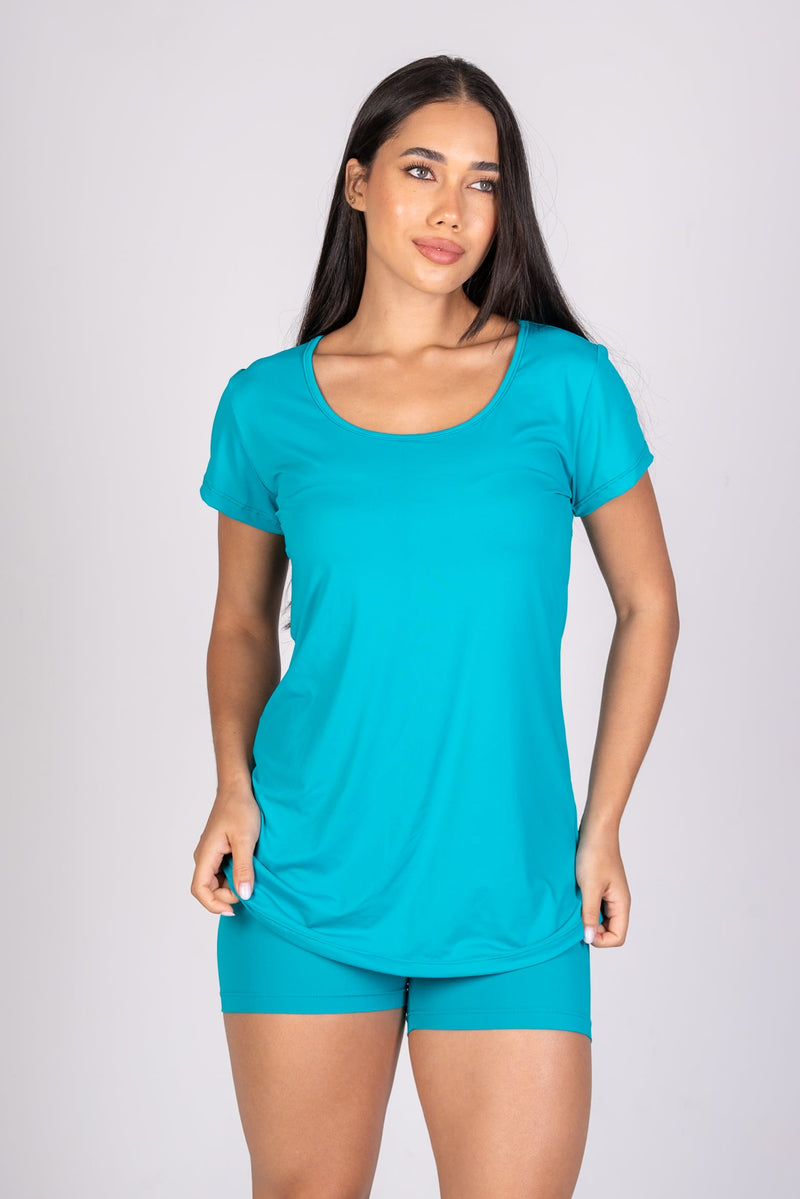 Camiseta Borboleta Soft Azul Turquesa