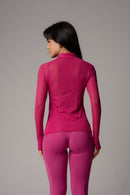 Jaqueta Slim Zip com abertura para dedo Cereja