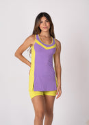 Conjunto Beach Tennis Recortes Lilás e Lima