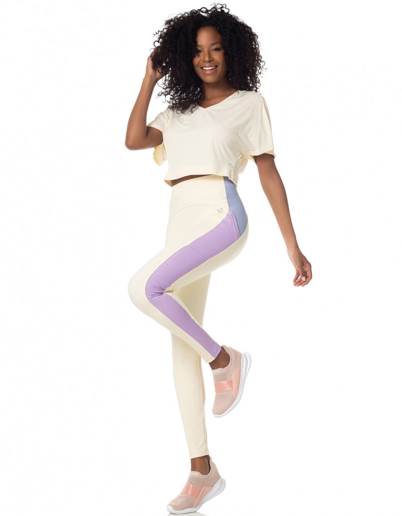 Blusa Cropped Fitness Dendê Curta Off White