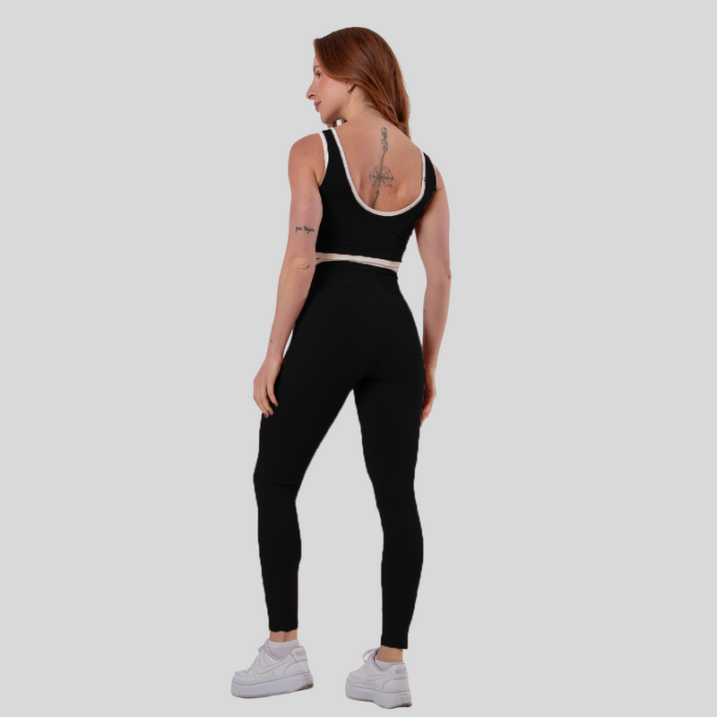Conjunto Fitness Feminino Calça + Top Cós Off Poliamida