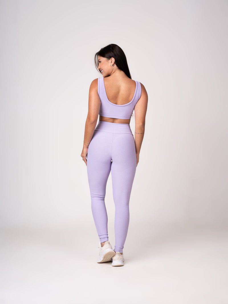 Conjunto Legging e Top Alças Retas Lavanda Flow