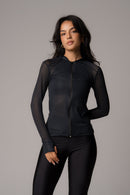 Jaqueta Slim Zip com abertura para dedo Preta