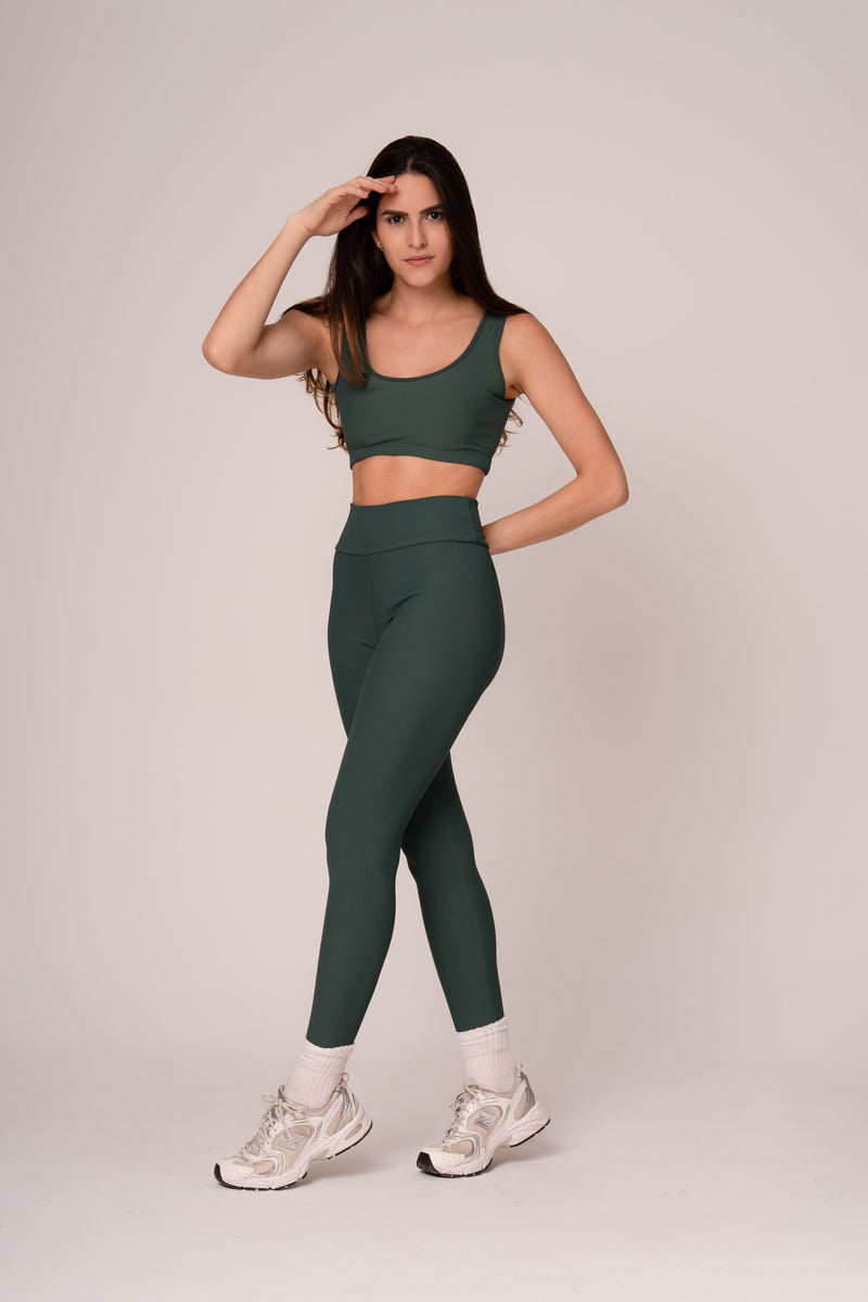 Conjunto Legging e Top Alças Retas Verde Florest Flow