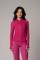 Jaqueta Slim Zip com abertura para dedo Cereja