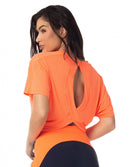 Blusa Cropped Fitness Laranja Neon