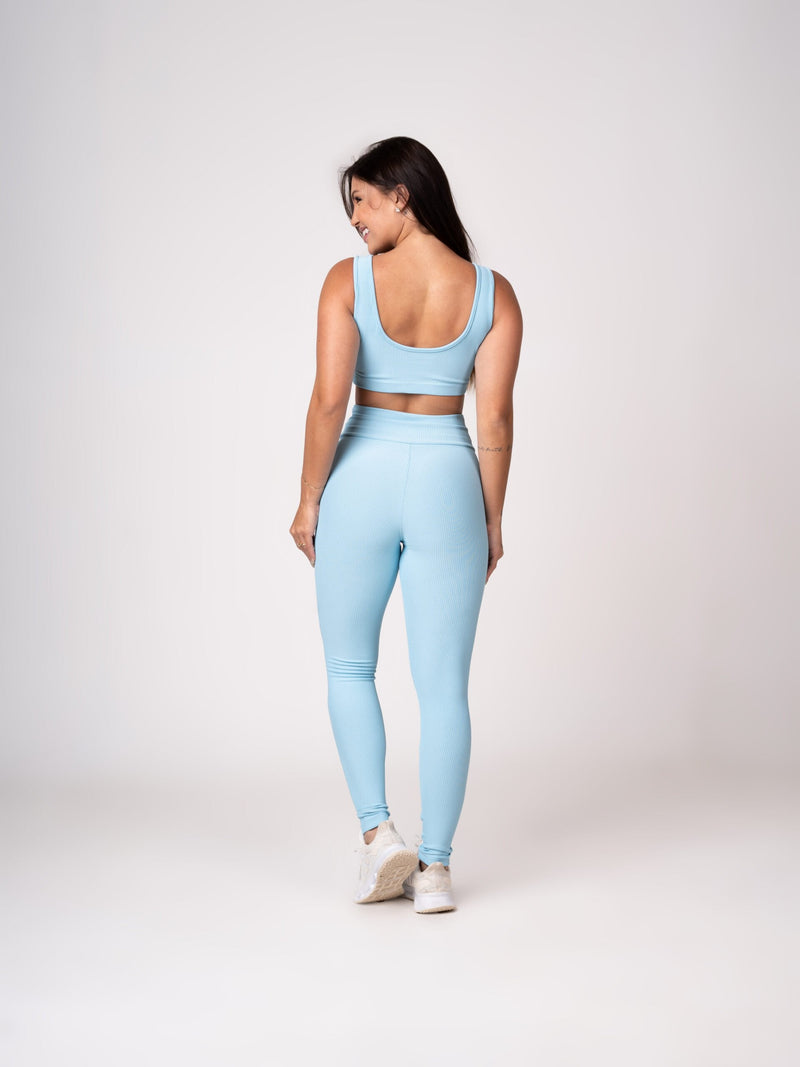 Conjunto Legging e Top Alças Retas Azul Caribe Flow