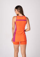 Conjunto Beach Tennis Recortes Laranja e Pink