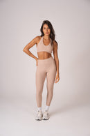 Conjunto Legging e Top Frente Única  Beige Flow