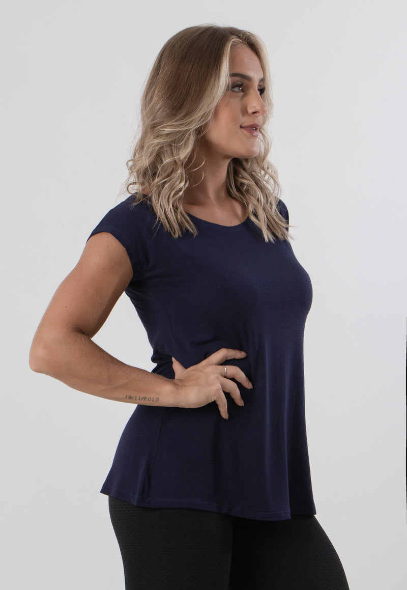 Blusa Básica Feminina Fitness Manga Curta Sobre Legging