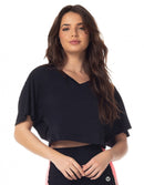 Blusa Cropped Fitness Dendê Curta Preto