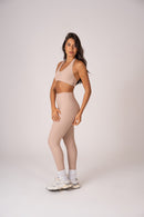 Conjunto Legging e Top Frente Única  Beige Flow