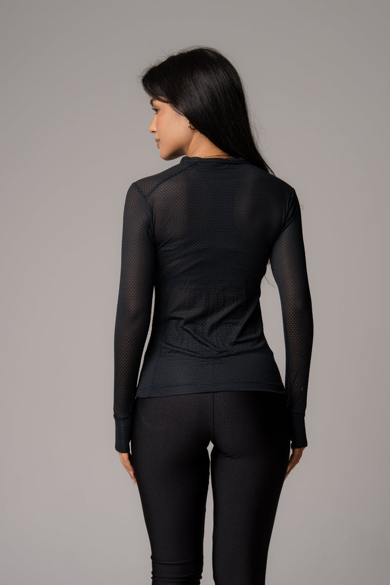 Jaqueta Slim Zip com abertura para dedo Preta