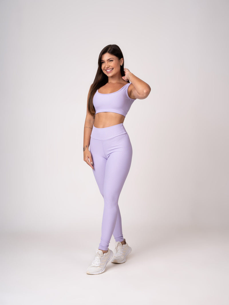 Conjunto Legging e Top Alças Retas Lavanda Flow