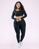 Conjunto Fitness Básica Curve Plus Size Top Manga Longa
