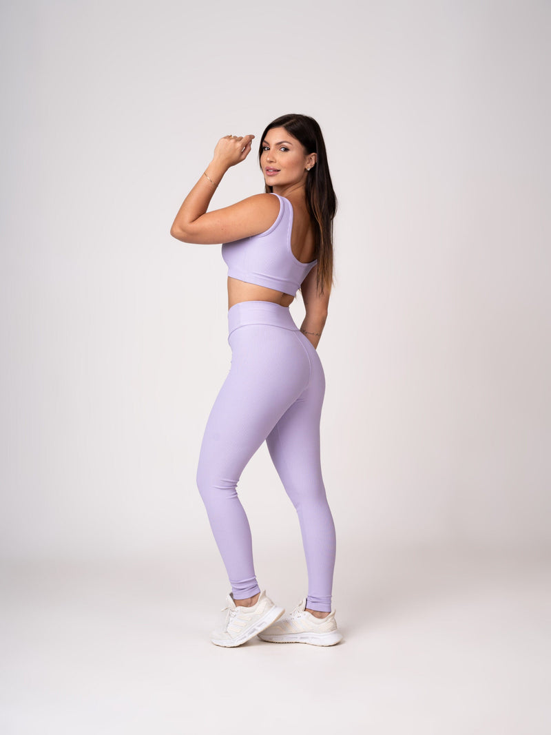 Conjunto Legging e Top Alças Retas Lavanda Flow
