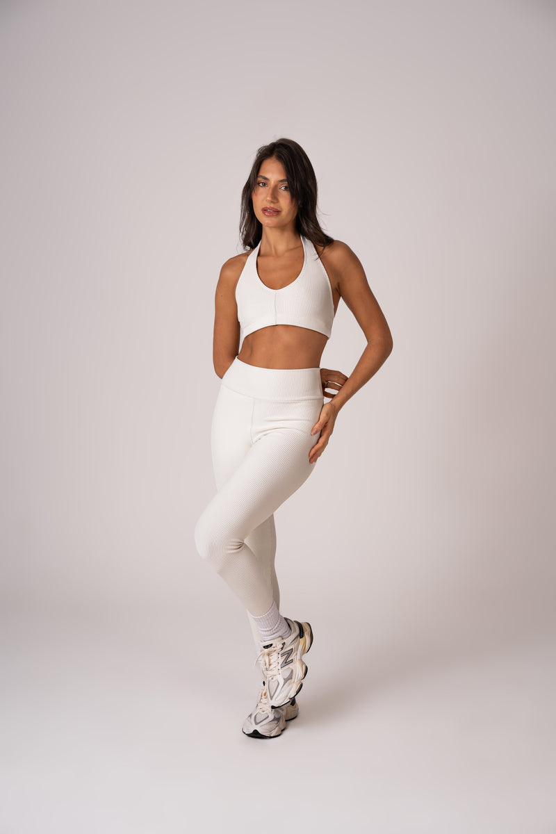Conjunto Legging e Top Frente Única Off White Flow
