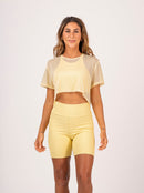 Cropped Tule Amarelo Manteiga