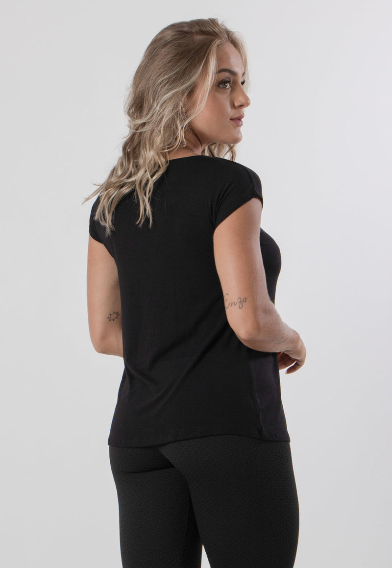 Blusa Básica Feminina Fitness Manga Curta Sobre Legging