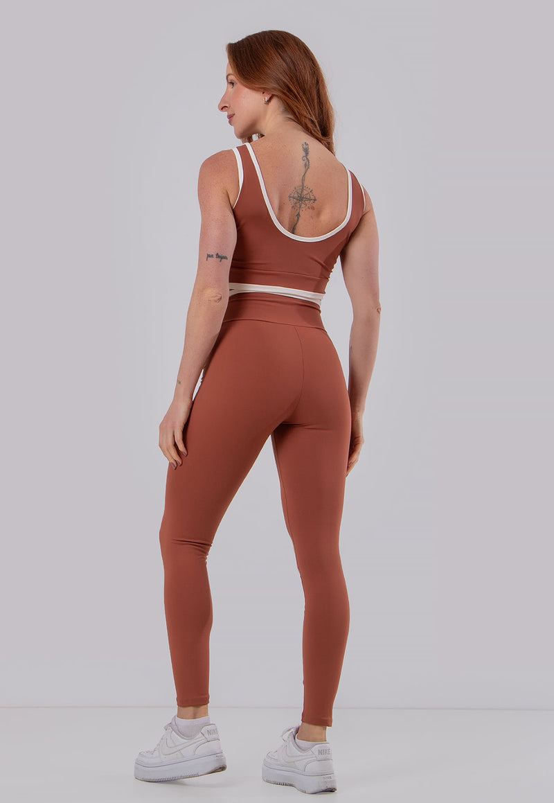 Conjunto Fitness Feminino Calça + Top Cós Off Poliamida