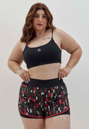 Shorts duplo preto com bolso estampado Voá