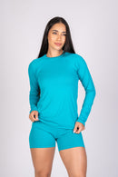 Blusa Manga Longa Soft Azul Turquesa