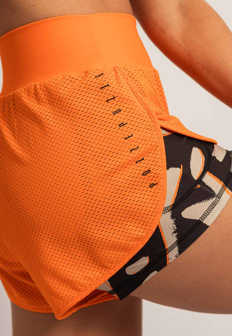Shorts duplo liso laranja magnético Magnetic