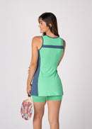 Conjunto Beach Tennis Recortes Verde e Petróleo