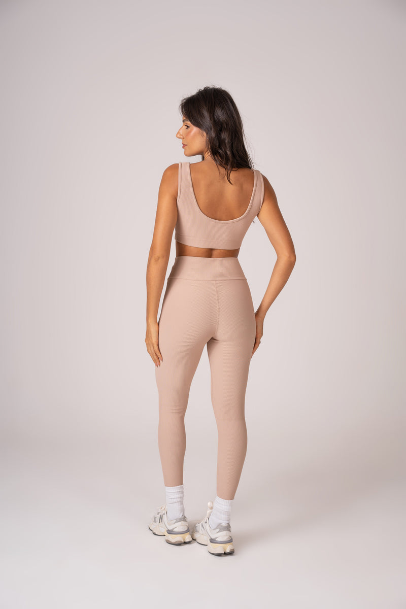 Conjunto Legging e Top Alças Retas Beige Flow