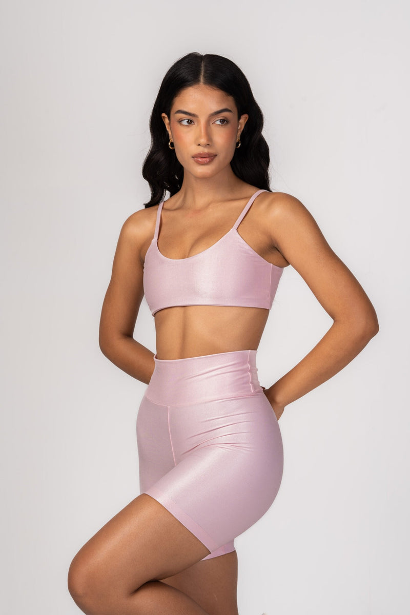 Conjunto Rosa Pastel Short e Top Fita Lovers