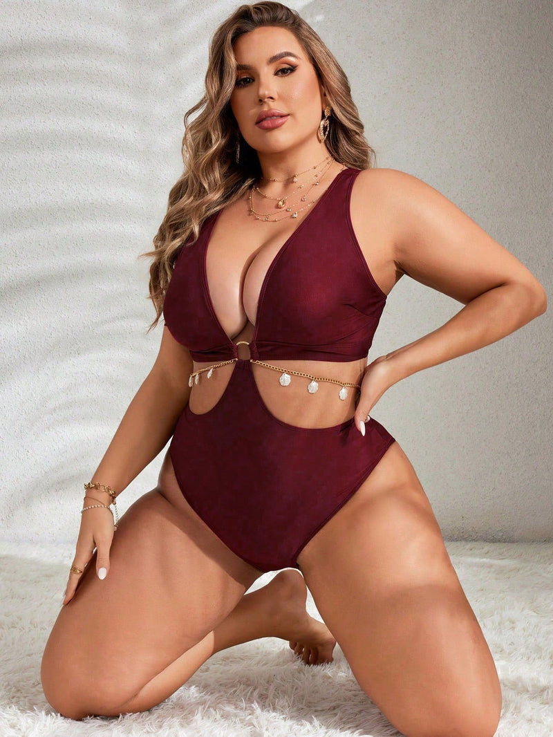 Maiô Plus Size com Detalhe Vazado e Anel