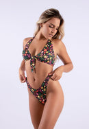 Biquíni Calcinha Asa Delta com Sutiã Amarração Frontal Estampado