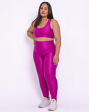 Conjunto Fitness Legging Curve Plus Size Rosa Uva