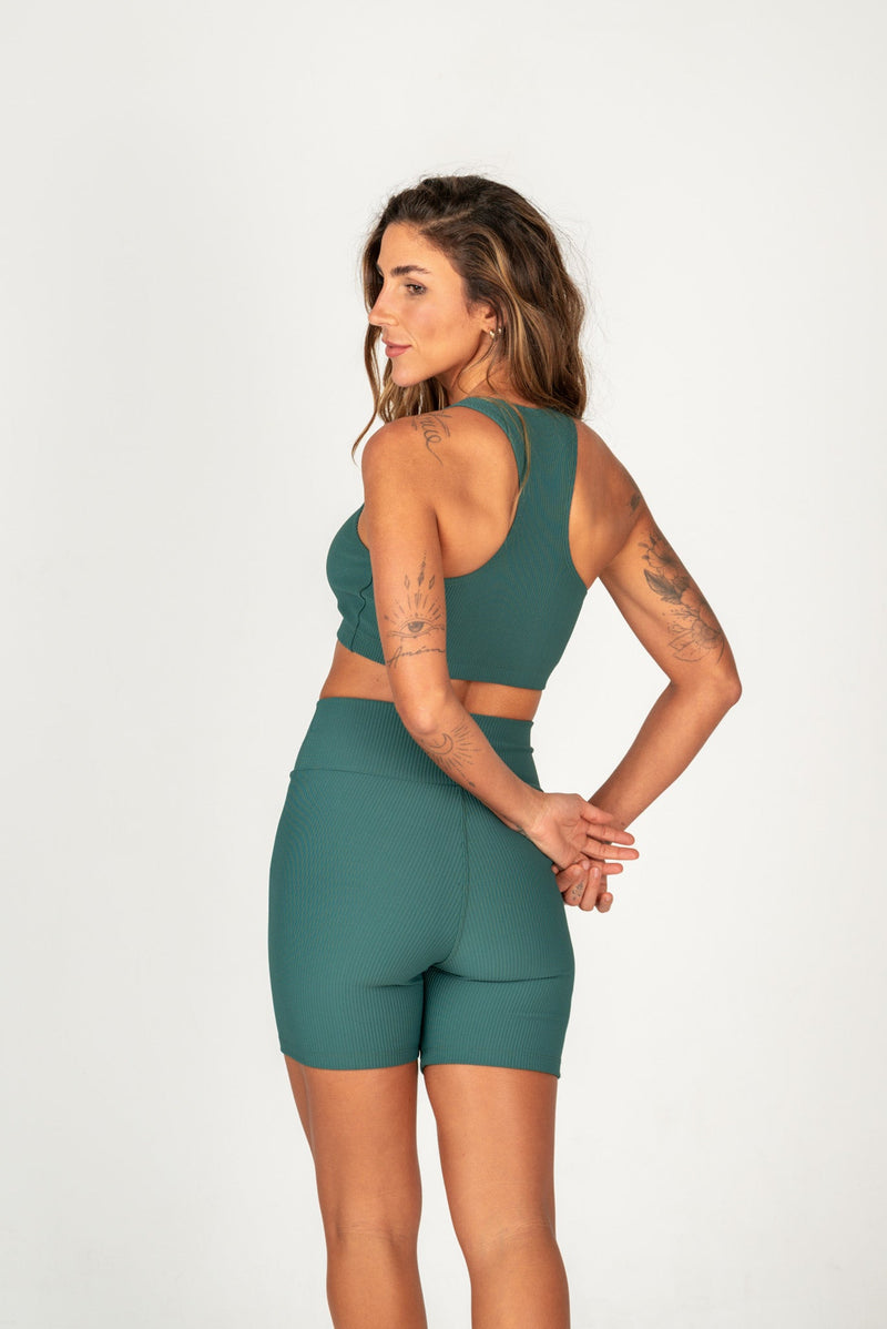 Conjunto Short e Top Nadador Verde Florest Flow