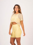 Cropped Tule Amarelo Manteiga