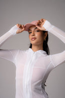 Jaqueta Slim Zip com abertura para dedo Branca