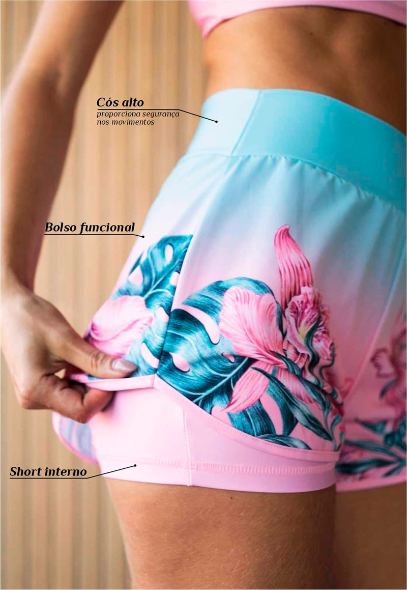 Shorts duplo Degradê Floral