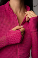 Jaqueta Slim Zip com abertura para dedo Cereja